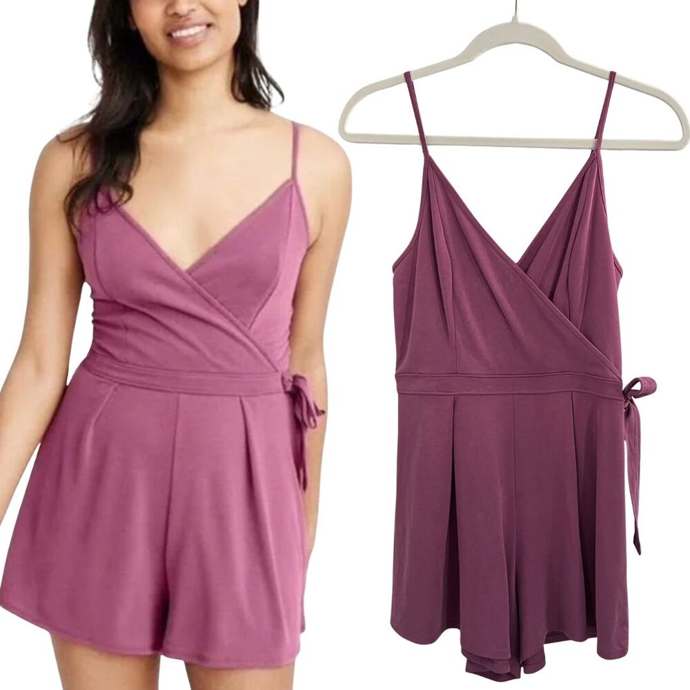 Abercrombie & Fitch Mauve Purple Romper Shorts Summer Jumpsuit Bow Size Small
